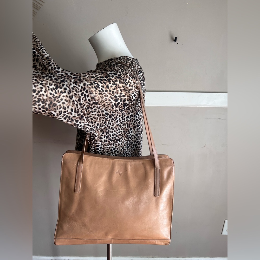 Monsac Tan Leather Shoulder Bag
